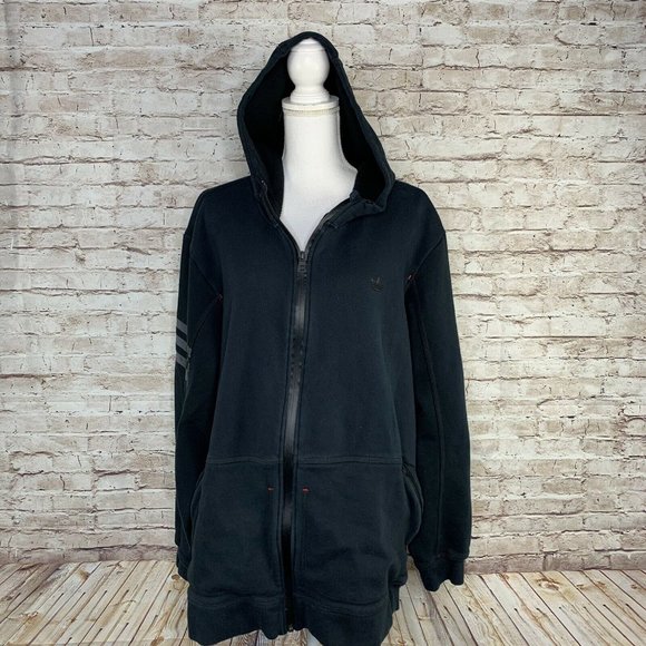 Adidas Original Hoodie Sweatshirt Sz XL Black Mens - Picture 2 of 7